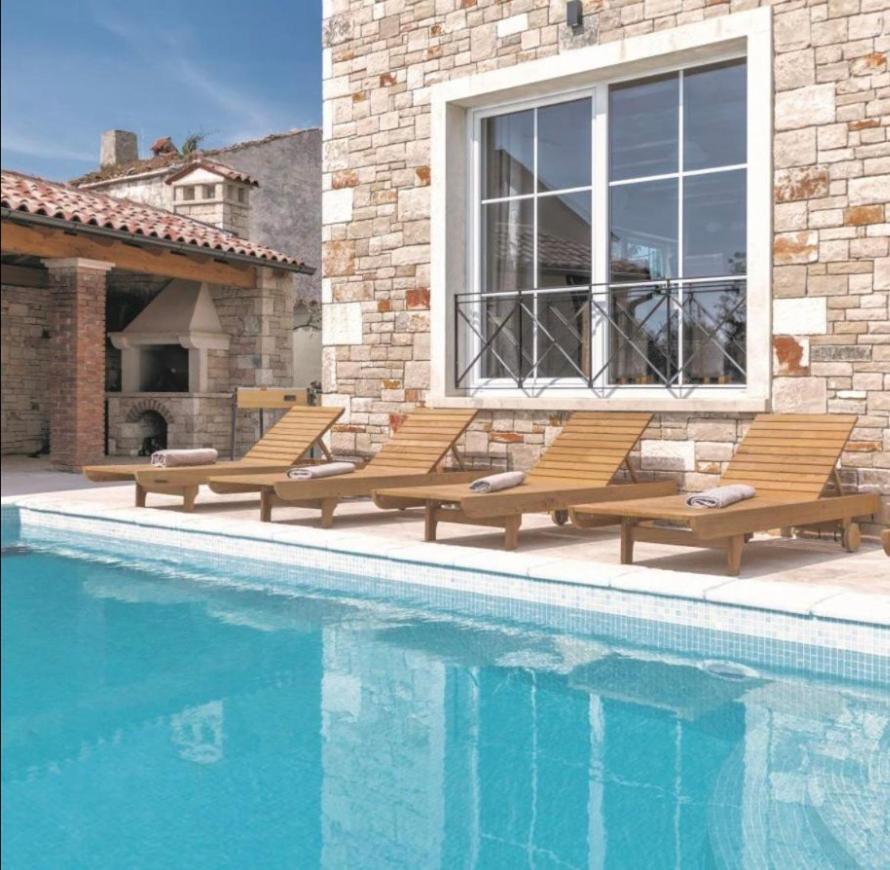 Moderne Istrische Steinvilla - 4 Sterne Mit Privatem, Beheizbaren Pool & Meerblick Kavran Luaran gambar